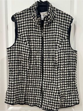 Coldwater Creek Reversible Black White Quilted Vest Women’s Large Cozy Capsule